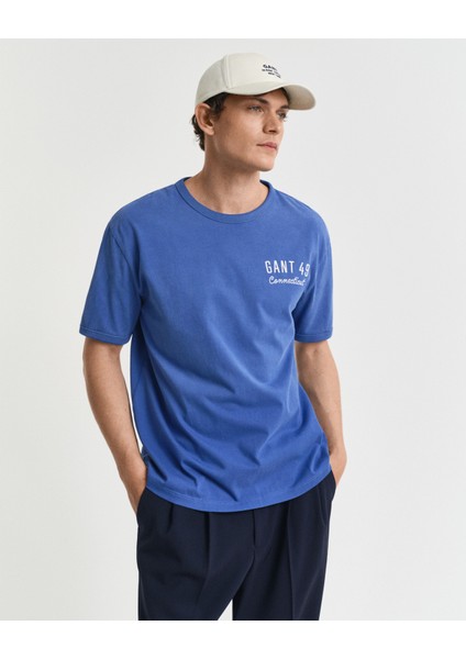 Erkek Lacivert Relaxed Fit Bisiklet Yaka Logolu T-Shirt 2003314.407