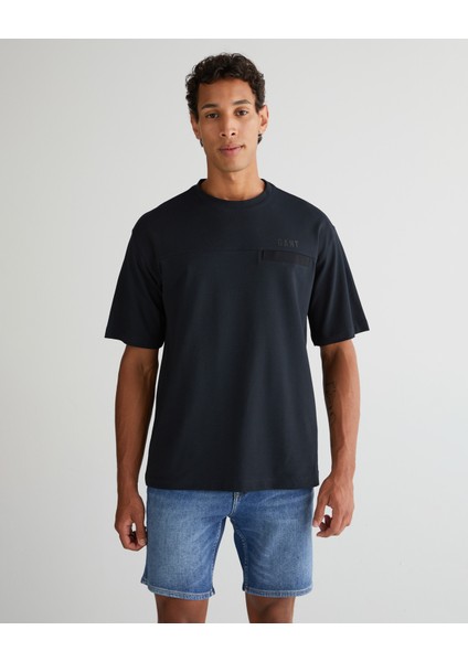 Erkek Siyah Relaxed Fit Bisiklet Yaka Logolu T-Shirt 2325136T.5