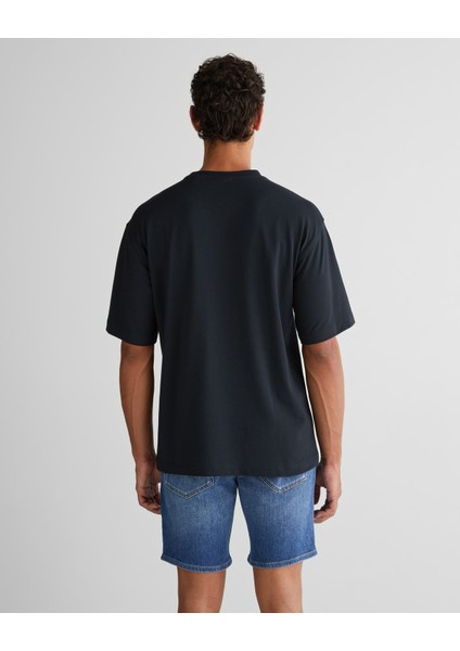 Erkek Siyah Relaxed Fit Bisiklet Yaka Logolu T-Shirt 2325136T.5 fiyatları