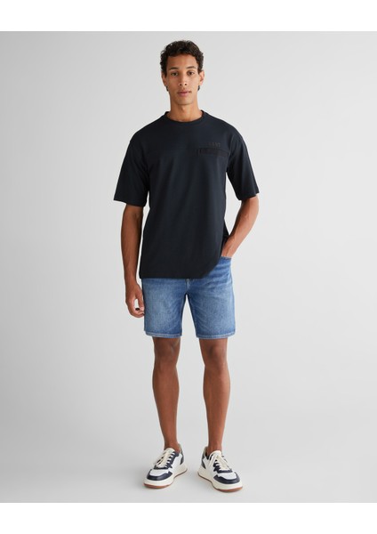 Erkek Siyah Relaxed Fit Bisiklet Yaka Logolu T-Shirt 2325136T.5 modelleri