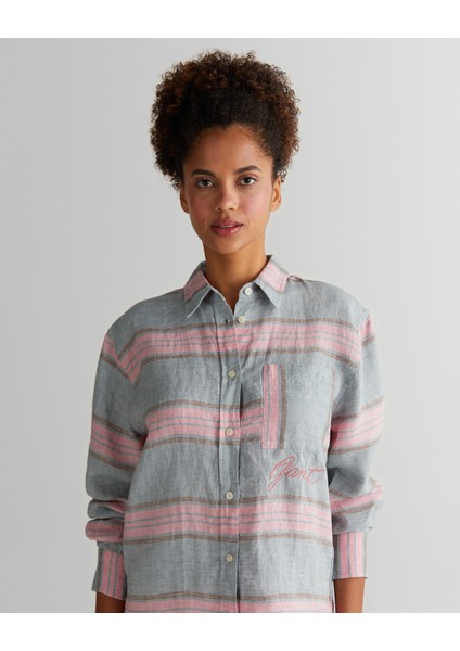 Kadın Yeşil Klasik Yaka Çizgili Gömlek 43825103T.334 fırsatları