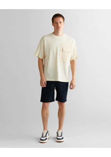 Erkek Krem Relaxed Fit Bisiklet Yaka Logolu T-Shirt 2325137T.130 modelleri