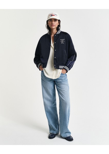 Kadın Lacivert Regular Fit Hakim Yaka Logolu Bomber Ceket 4700370.433 fırsatları
