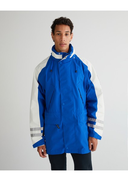 Erkek Lacivert Regular Fit Kapüşonlu Renk Bloklu Mont 7006499.447