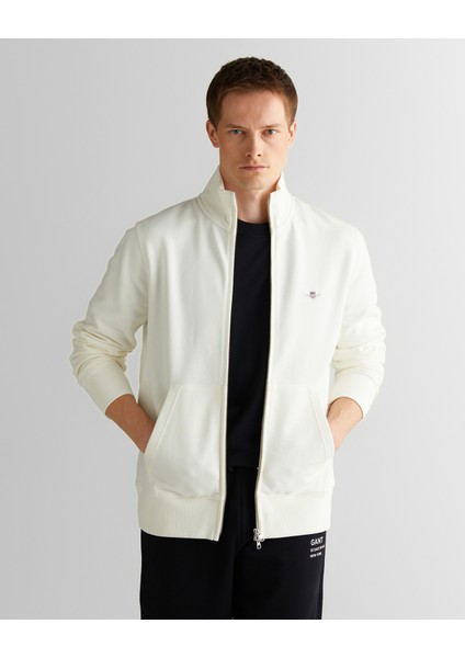 Erkek Beyaz Regular Fit Fermuarlı Sweatshirt 2008006.113