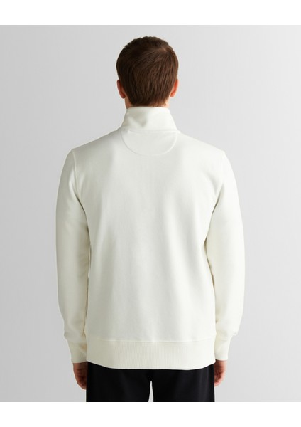 Erkek Beyaz Regular Fit Fermuarlı Sweatshirt 2008006.113