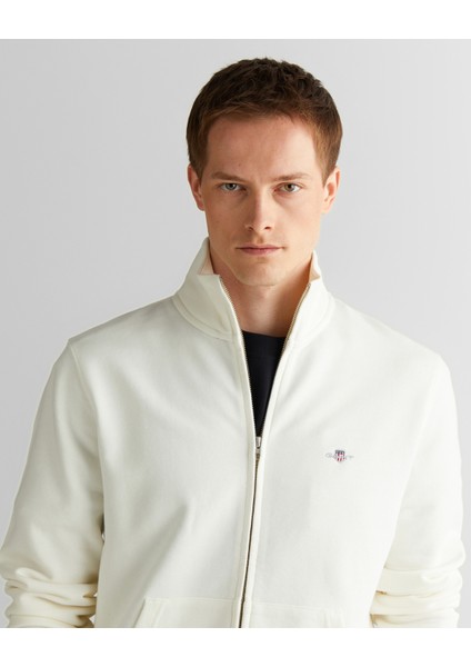 Erkek Beyaz Regular Fit Fermuarlı Sweatshirt 2008006.113