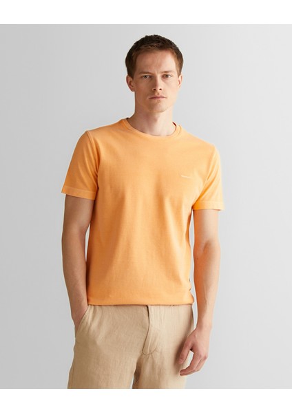 Erkek Turuncu Slim Fit Bisiklet Yaka T-Shirt 2003324.848