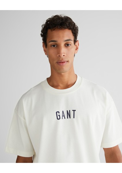 Erkek Krem Relaxed Fit Bisiklet Yaka Logolu T-Shirt 2325139T.113 fırsatları