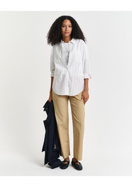 Kadın Lacivert Relaxed Fit Klasik Yaka Çizgili Gömlek 4300441.433 fırsatları