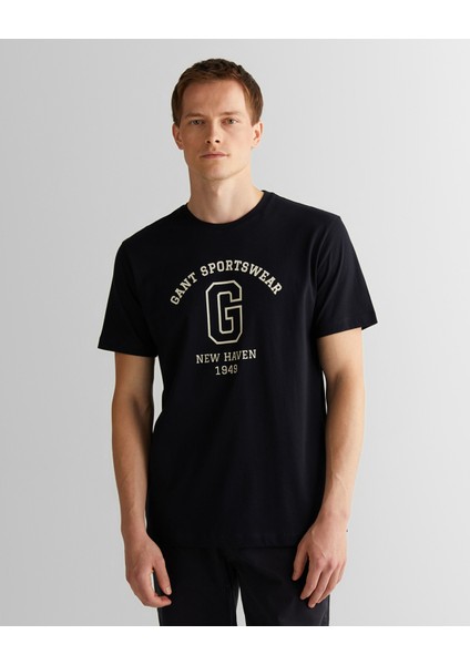 Erkek Siyah Regular Fit Bisiklet Yaka Logolu T-Shirt 2003310.5