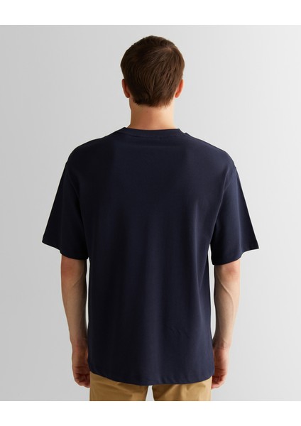 Erkek Lacivert Relaxed Fit Bisiklet Yaka Logolu T-Shirt 2325137T.433 fiyatları