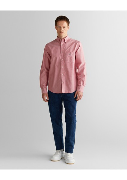 Erkek Kırmızı Regular Fit Düğmeli Yaka Gömlek 3000200.630 modelleri