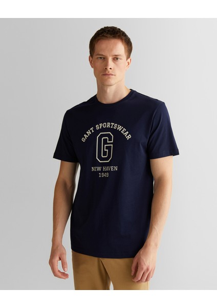 Erkek Lacivert Regular Fit Bisiklet Yaka Logolu T-Shirt 2003310.433
