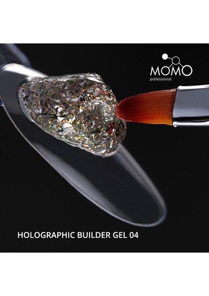 Holographic Builder Gel, Nail Art Için Protez Tırnak Jeli No.04, Glitter Sarı Simli, 10 gr
