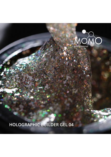 Holographic Builder Gel, Nail Art Için Protez Tırnak Jeli No.04, Glitter Sarı Simli, 10 gr