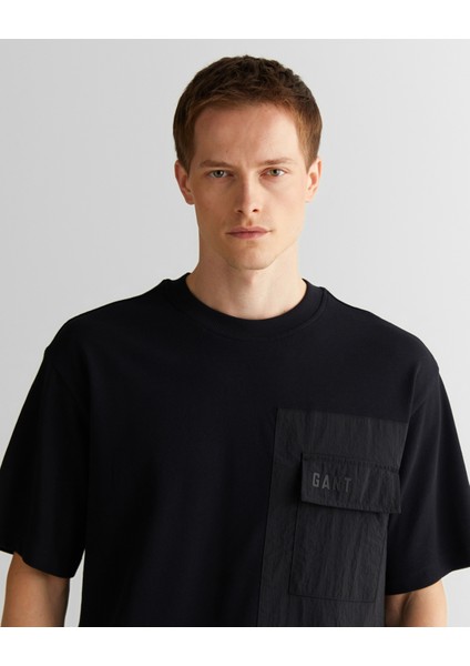 Erkek Siyah Relaxed Fit Bisiklet Yaka Logolu T-Shirt 2325137T.5 fırsatları