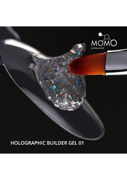 Holographic Builder Gel, Nail Art Için Protez Tırnak Jeli No.01, Glitter Gümüş Simli, 10 gr