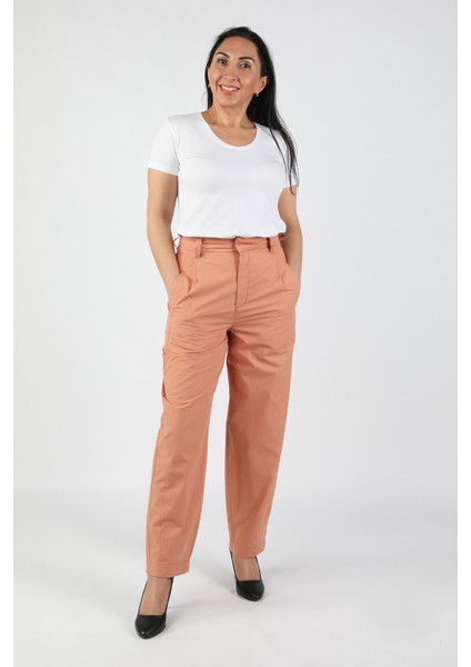 Kadın Poplin Gabardin Pantolon Turuncu