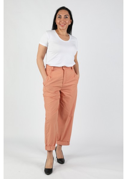 Kadın Poplin Gabardin Pantolon Turuncu