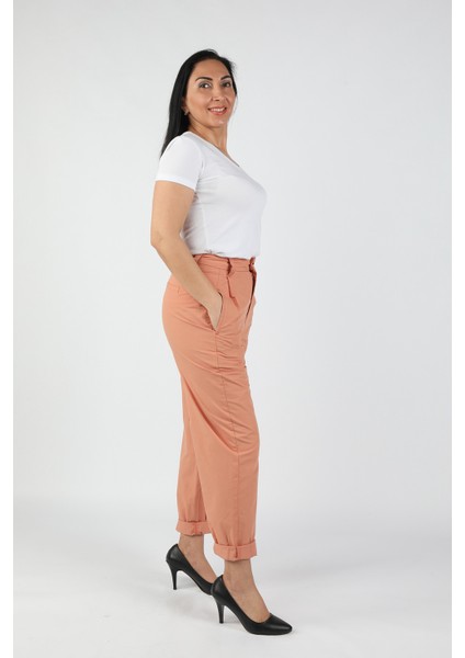 Kadın Poplin Gabardin Pantolon Turuncu