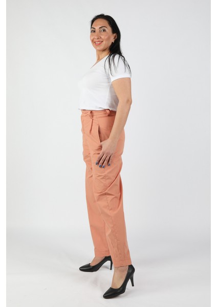 Kadın Poplin Gabardin Pantolon Turuncu