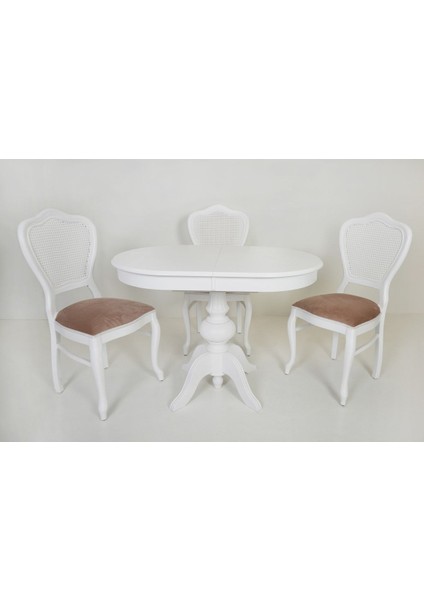 Pera Oval Masa/urla Hasırlı Mutfak Sandalye Takımı 73X108+30