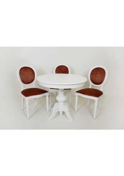 Ezine Beyaz Açılır Baba Ayak Yuvarlak Mutfak Masa /madalyon Sandalye Takımı fiyatları