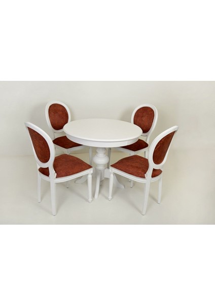 Ezine Beyaz Açılır Baba Ayak Yuvarlak Mutfak Masa /madalyon Sandalye Takımı modelleri