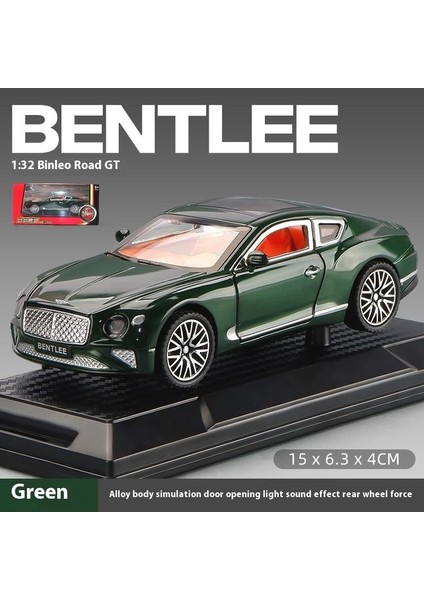 Bentley Araba Modeli 1:32 Binleo Road Gt Alaşımlı Işıklı ve Ses Efektli Çok Kapılı Echo Araba Koleksiyoncu Sınıfı Süs (Yeşil) (Yurt Dışından)