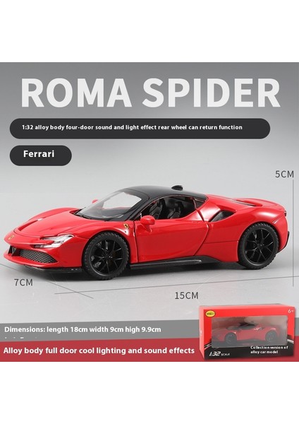 Ferrari Roma Spider 1:32 Alaşımlı Araba Modeli Üstü Açılabilir Araba Modeli Çok Kapılı Açılabilir Ses ve Işık Efektleri Bumerang Işlevi Soğuk Işıklar Koleksiyonluk Süsler (Yurt Dışından)