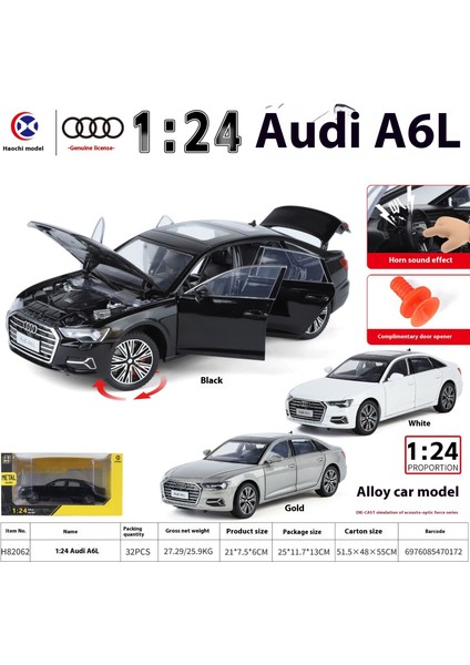 1:24 Audi Alaşımlı Araba Modeli Altı Kapılı Dönüş Oyuncak Araba Süs Koleksiyonlukları (Yurt Dışından)