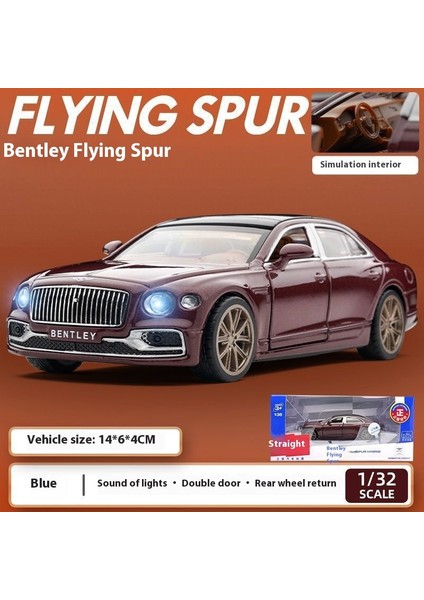 Bentley Flying Spur Alaşımlı Araba Modeli 1:32 Simülasyon Iç Ses ve Işık Bumerang 14*6*4cm Araba Koleksiyonu Ekran Süsleri (Yurt Dışından)