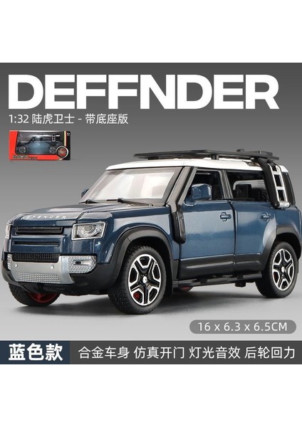 1:32 Land Rover Defender Alaşımlı Model | 4 Kapı | Tabanlı | Işıklar ve Ses | Arka Tekerlek Geri Tepmesi | Mavi Koleksiyon Parçası (Yurt Dışından)