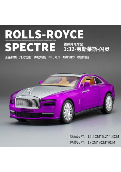 Rolls-Royce Motor Cars 1:32 Alaşımlı Model | Ilk Saf Elektrikli Model | 4 Kapı Açılabilir Işıklar ve Ses Efektleri Arka Tekerlek Geri Tepmesi | Hediye Kutulu Koleksiyon Ürünü (Yurt Dışından)