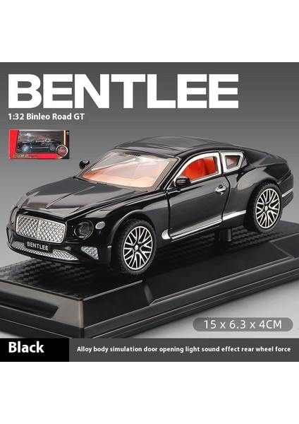 Bentley Bentlee Alaşımlı Araba Modeli 1:32 Ses ve Işık Efektli Çok Kapılı Itilebilir Kolye Siyah Koleksiyon Araba Modeli (Yurt Dışından)