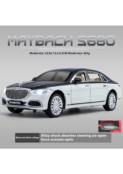 Xenmoco Mercedes-Benz Maybach S680 Alaşımlı Araba Modeli Altı Kapı Ses ve Işık Geri Kuvvet Şok Emme Koleksiyon Süsler Oyuncak Araba (Yurt Dışından)