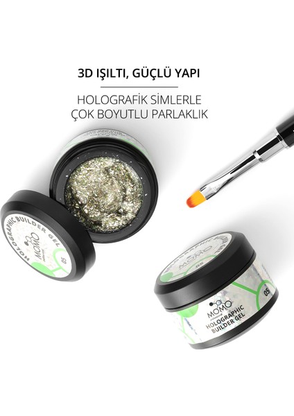 Holographic Builder Gel, Nail Art Için Protez Tırnak Jeli No.05, Glitter Yeşil Simli, 10 gr fiyatları