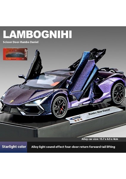 Lamborghini Alaşımlı Araba Modeli Makaslı Kapı Açılabilir Ses ve Işık Geri Kuvveti Çok Hareketli Koleksiyon Süsü Hediye Kutulu 15.7cm (Yurt Dışından)