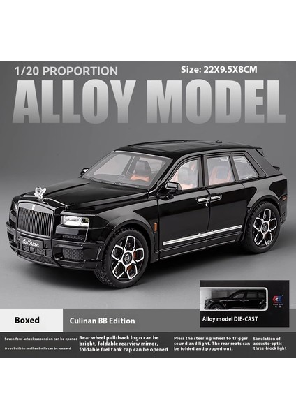 Rolls Royce Cullinan Bb Versiyonu 1:20 Alaşımlı Araba Modeli, Sesli ve Işıklı Açık Kapı Hareketli Koleksiyon Süsü (Yurt Dışından)