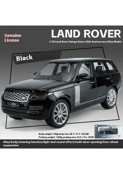 Land Rover Range Rover 1:18 Alaşım Araba Modeli Koleksiyon Off-Road Araç Simülasyon Araba Modeli Yüksek Dereceli Hediye Kutulu Süsler (Yurt Dışından)