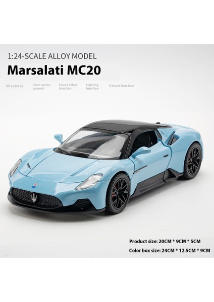 Maserati MC20 1:24 Alaşımlı Araba Modeli, Açık Kapılı, Sesli ve Işıklı Bumerang Alaşımlı Spor Araba Modeli Süsü (Yurt Dışından)