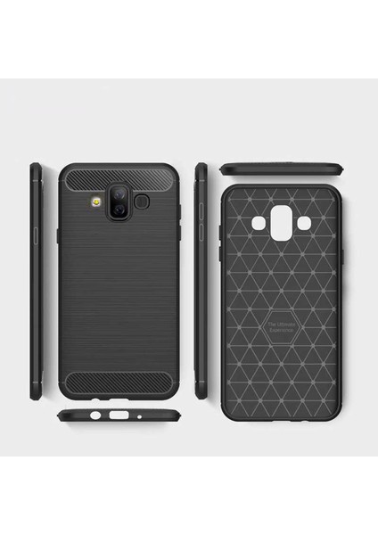 Samsung Galaxy J7 Duo ile Uyumlu Kamera Korumalı Darbe Önleyici Carbon Brushed Silikon Kılıf fiyatları