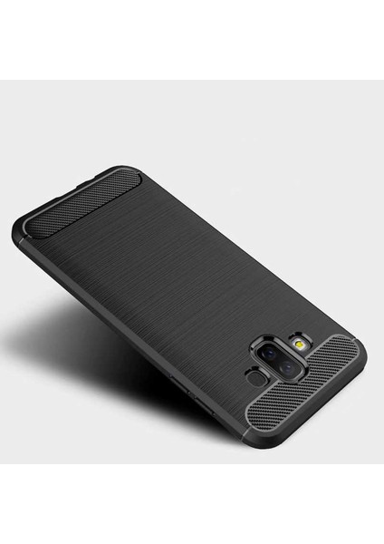 Samsung Galaxy J7 Duo ile Uyumlu Kamera Korumalı Darbe Önleyici Carbon Brushed Silikon Kılıf indirimleri