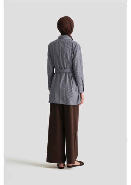 Kuşaklı Çizgili Tunik 25Y4618 Lacivert