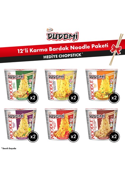 12’li Karma Bardak Noodle Paketi + Bambu Chopstick