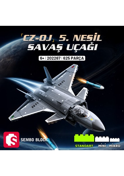 Cz-0j 5. Nesil Savaş Uçağı Yapı Bloğu Seti 625 Parça