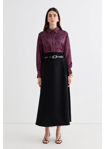 Kemerli Pili Detaylı Etek Siyah