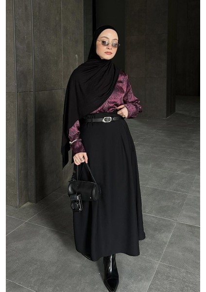 Kemerli Pili Detaylı Etek Siyah fiyatları