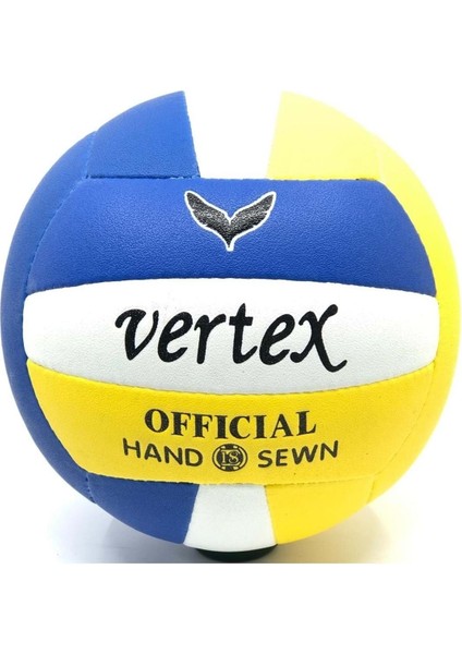 Renkli voleybol topu, yüksek kalite, mavi-sarı-beyaz seçenekler modelleri